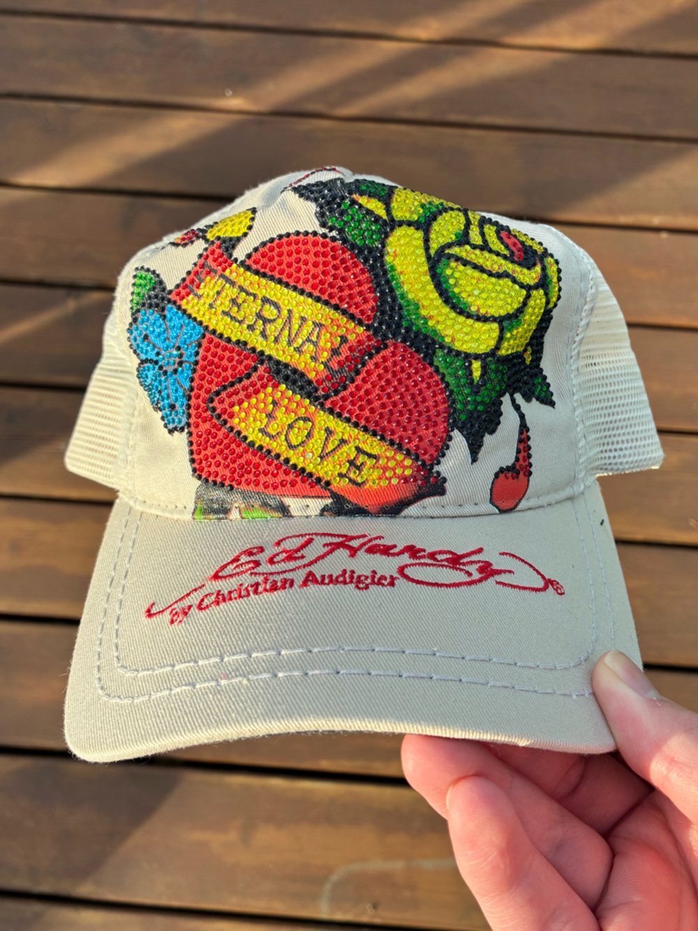 Ed Hardy by Christian Audiger Eternal Love Rhinestone Trucker Hat